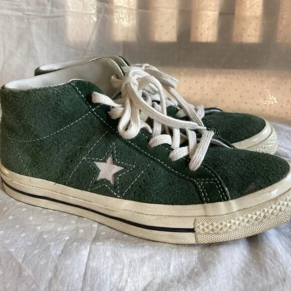 Converse One Star Mid Suede sneakers in a Ox green color Rare!! W 6.5/ M 4.5 - Picture 6 of 9